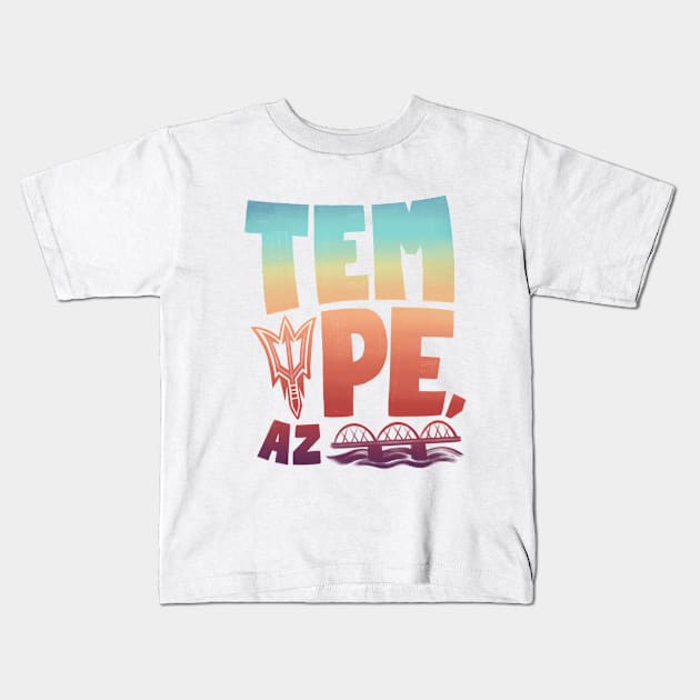 Tempe Rainbow Font Kids T-Shirt by DreamBox